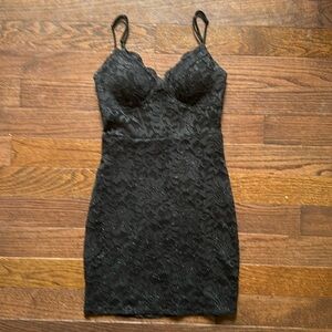 Black lace mini dress